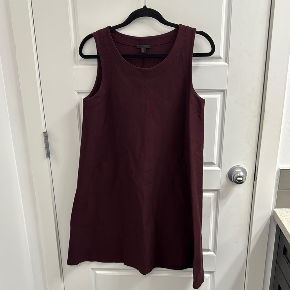 COS Sleeveless Cotton‎ Burgundy / Maroon Relaxed Loose Fitting Flowy Dress Small